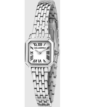 KARL LAGERFELD Petite Square Logo Watch - White