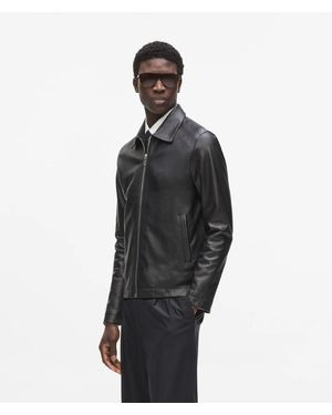 KARL LAGERFELD Zip-Up Leather Jacket - Black