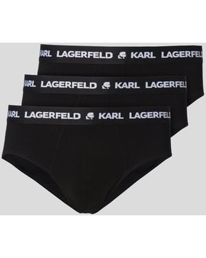 KARL LAGERFELD Logo Briefs – 3-Pack - Black