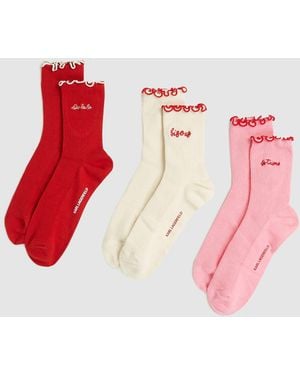 KARL LAGERFELD Socken Mit Liebesbotschaften– 3Er-Set, Damen, Größe - Rot