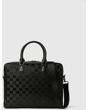 KARL LAGERFELD Sac Pour Ordinateur Portable Monogram À Motif Damier, Homme, Taille - Noir