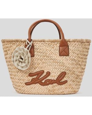 Karl Lagerfeld K/Signature Medium Raffia Tote Bag - Natural