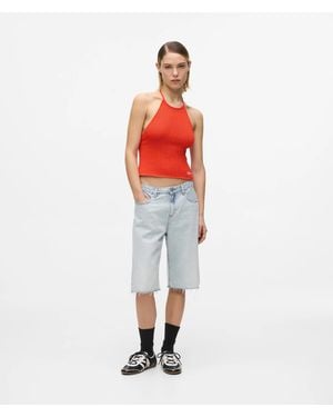 KL Jeans Relaxed Longline Denim Shorts - Red