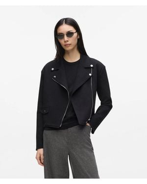 KARL LAGERFELD Zip-Up Biker Sweatshirt - Black
