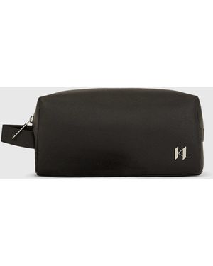 KARL LAGERFELD K/Monogram Leather Wash Bag - Black
