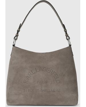 KARL LAGERFELD K/Daily Suede Hobo Bag - Grey