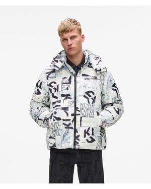 KL Jeans All-Over Monogram Puffer Jacket - Grey