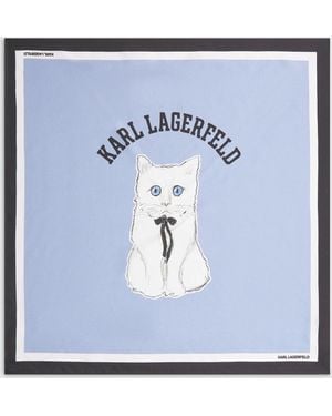 KARL LAGERFELD Ikon Choupette Silk Scarf - Blue