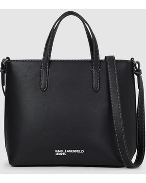 KL Jeans Metal Logo Mini Tote Bag - Black