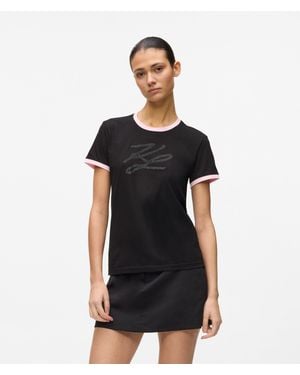 KARL LAGERFELD Exclusive Rhinestone Autograph T-Shirt - Black