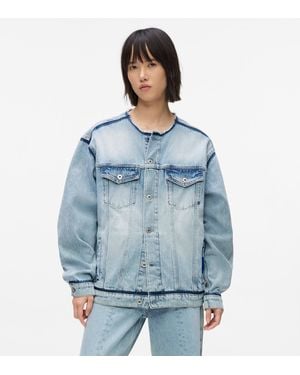 KL Jeans Collarless Denim Jacket - Blue
