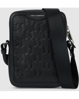 KARL LAGERFELD K/Loom Leather Crossbody Bag - Black