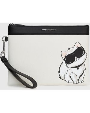 KARL LAGERFELD Ikon Choupette Pouch - White