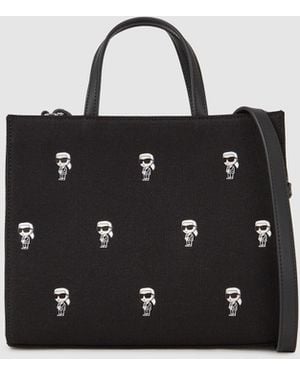 KARL LAGERFELD Ikon All-Over-Print Tote Bag - Black