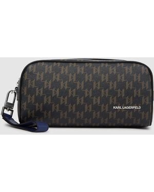 KARL LAGERFELD K/Monogram Kanvas Wash Bag, Multicoloured - Black