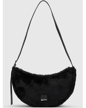 KL Jeans Box Logo Furry Slingbag - Black
