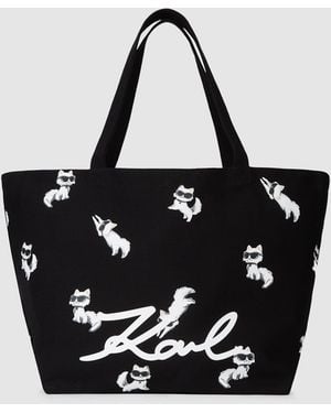 KARL LAGERFELD Ikon Choupette Print Shopper - Black