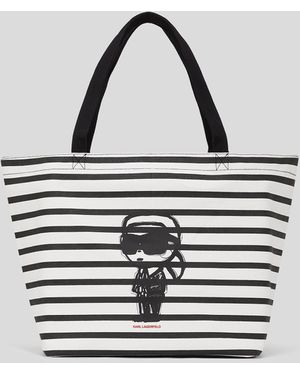 Karl Lagerfeld Ikon Gestreifter Shopper, Frau, Größe - Weiß