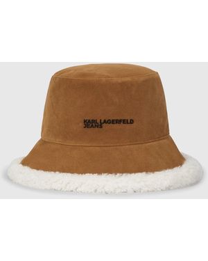 KL Jeans Suede Reversible Bucket Hat - Brown