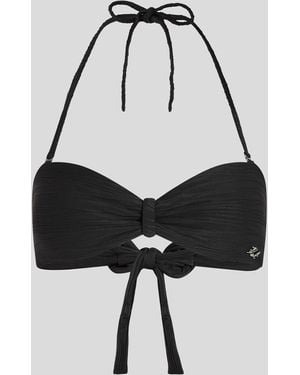 Karl Lagerfeld Geripptes Bandeau-Bikini-Oberteil, Frau, Größe - Schwarz
