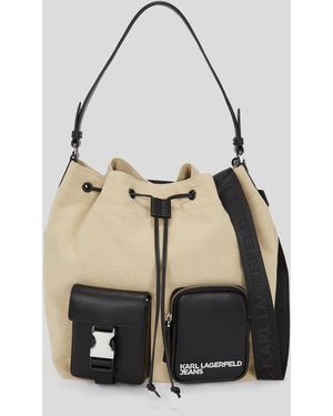 Karl Lagerfeld Beuteltasche Aus Canvas Im Utility-Stil, Frau, Größe - Natur