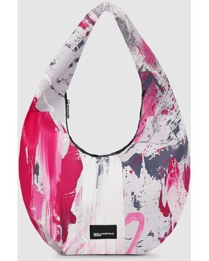 KL Jeans Large Painters Print Hobo Bag, Multicoloured - Pink