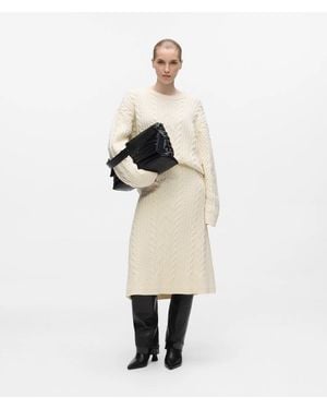KARL LAGERFELD Wool-Blend Cable Knit Skirt - Natural