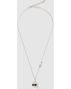 KARL LAGERFELD Ikon Pavé Charm Necklace - Black