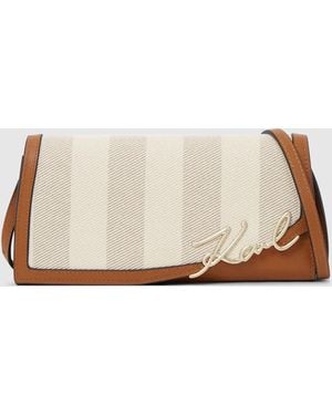 KARL LAGERFELD K/Signature Striped Flap Bag - Natural