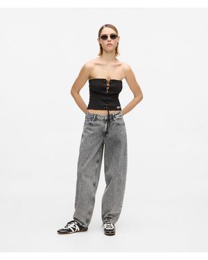 KL Jeans Mid Rise Barrel-Leg Jeans - Grey