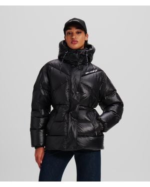 Karl Lagerfeld High-shine Puffer Jacket - Black