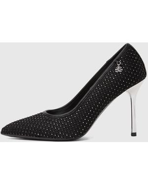 KARL LAGERFELD Sarabande Gemstone Mesh Heels - Black