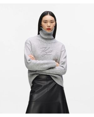 KARL LAGERFELD Soutache Turtleneck Jumper - Grey