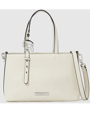 KARL LAGERFELD Ikon Smooth Small Tote Bag - Natural