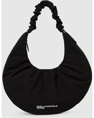 KL Jeans Gathered Large Hobo Bag - Black