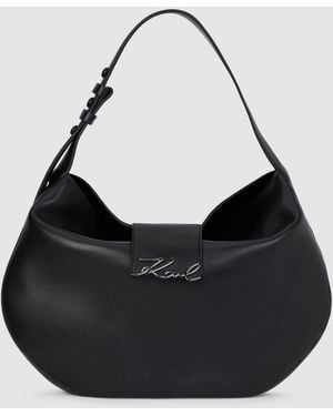 KARL LAGERFELD K/Signature Oversized Moon Bag - Black