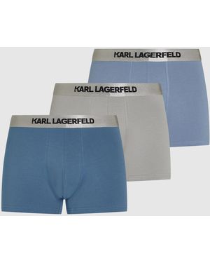 KARL LAGERFELD Metallic Logo Trunks – 3-Pack - Blue