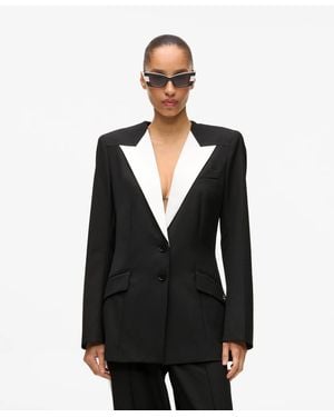 KARL LAGERFELD Contrast Lapel Blazer - Black