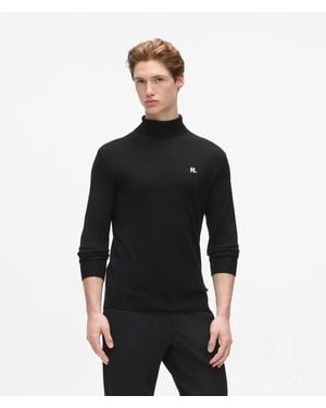 KARL LAGERFELD Monogram Wool Turtleneck Jumper - Black