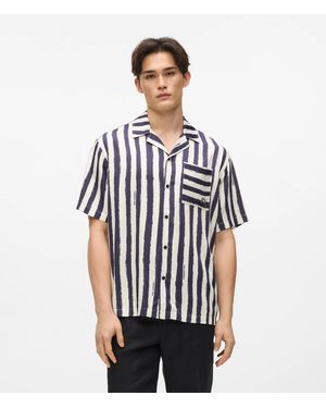 KARL LAGERFELD Ikon Short-Sleeved Striped Bowling Shirt - White