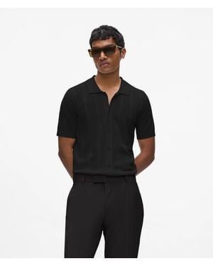 KARL LAGERFELD Short‑Sleeved Knit Shirt - Black