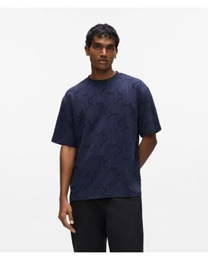 KARL LAGERFELD All-Over Monogram T-Shirt - Blue