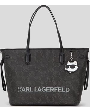 KARL LAGERFELD Ikon Monogram Large Tote Bag - Black