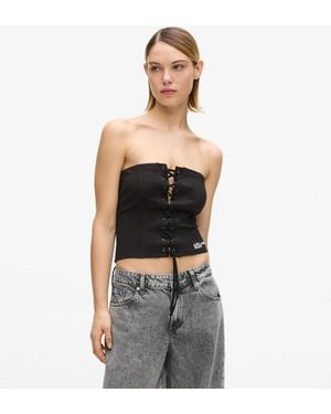 KL Jeans Lace-Up Corset Top - Black