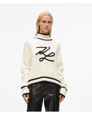 Karl Lagerfeld Rollkragenpullover Mit Karl-Autogramm - Weiß