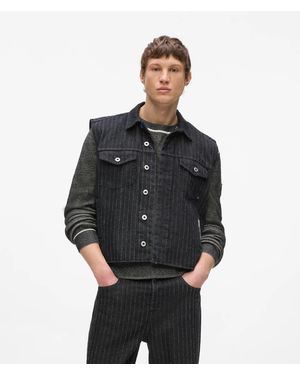 KL Jeans Pinstripe Denim Vest - Black