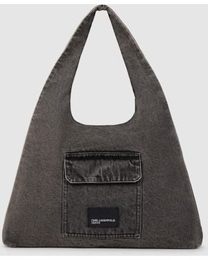KL Jeans Denim Hobo Shopper - Black