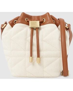 KARL LAGERFELD Kl X Amber Valletta Kuilt Canvas Bucket Bag - Natural