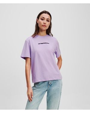 Karl Lagerfeld T-Shirt Mit Verschwommenem Logo, Frau, Größe: Xl - Lila