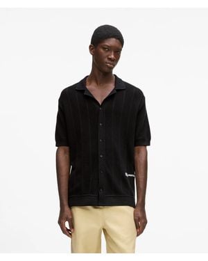 KL Jeans Short-Sleeved Knit Polo Shirt - Black